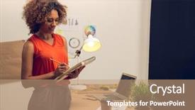  Presentation with mold - Beautiful presentation design featuring drawind mold - young fashion designer working backdrop and a coral colored foreground