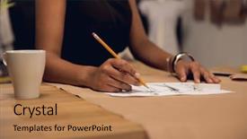  Presentation with mold - Slide deck having drawind mold - young fashion designer working background and a coral colored foreground