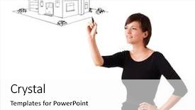  Presentation with white house - Colorful slide set enhanced with drawing a house on white backdrop and a white colored foreground