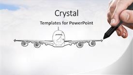  Presentation with airplane - Theme enhanced with drawing airplane model on sky background and a white colored foreground