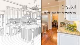  Presentation with transparen virtural screen - PPT theme featuring drawing and photo of beautiful background and a soft green colored foreground