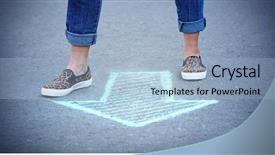  Presentation with pavement - Slide set enhanced with drawing arrow on pavement background background and a light blue colored foreground