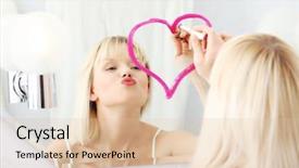  Presentation with man and woman divorce drawing - Slide set having drawing big heart on mirror background and a lemonade colored foreground