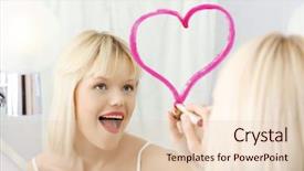  Presentation with man and woman divorce drawing - Audience pleasing slide deck consisting of drawing big heart on mirror backdrop and a lemonade colored foreground