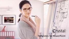  Presentation with floor plan - Slide set consisting of drawing board and floor plan background and a lemonade colored foreground