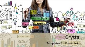  Presentation with business plan - Presentation theme enhanced with drawing business plan and sketch background and a mint green colored foreground