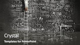  Presentation with rear view of bodyguard - Slides featuring drawing business sketch on wall background and a  colored foreground