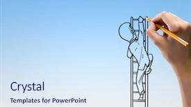  Presentation with climbing - Colorful theme enhanced with drawing caricature of man climbing backdrop and a sky blue colored foreground