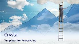  Presentation with ladder and sky - Cool new presentation design with drawing charts in the sky backdrop and a sky blue colored foreground