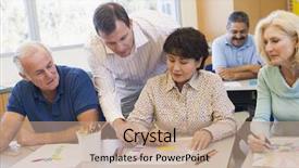  Presentation with skills - PPT theme consisting of drawing class - mature students learning art skills background and a coral colored foreground