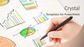  Presentation with plain colors gray texture cloth - Slide set featuring drawing colorful graphs and icon background and a cream colored foreground