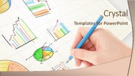  Presentation with plain colors gray texture cloth - PPT theme having drawing colorful graphs and icon background and a  colored foreground