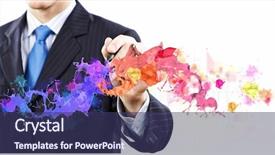  Presentation with white pigeon against the blue - Audience pleasing presentation consisting of drawing colorful splashes with marker backdrop and a ocean colored foreground