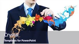  Presentation with white pigeon against the blue - Colorful presentation design enhanced with drawing colorful splashes with marker backdrop and a navy blue colored foreground