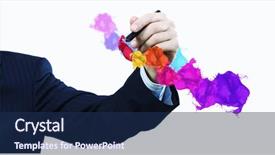  Presentation with white pigeon against the blue - Cool new slides with drawing colorful splashes with marker backdrop and a navy blue colored foreground