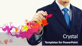  Presentation with white pigeon against the blue - Slide set enhanced with making notes or sketch background and a cream colored foreground