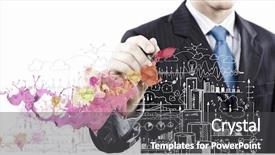  Presentation with white pigeon against the blue - PPT theme consisting of drawing colorful splashes with marker background and a  colored foreground