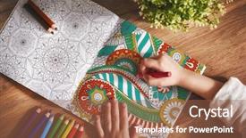  Presentation with art therapy - PPT layouts having drawing expressive art therapy - child paint a coloring book background and a tawny brown colored foreground