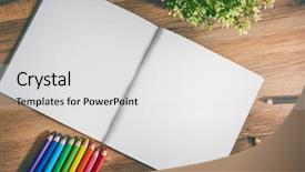  Presentation with art therapy - Slides featuring drawing expressive art therapy - sketch pad and colored pencils background and a light gray colored foreground