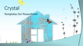 Presentation with dream - Beautiful PPT theme featuring drawing flower butterfly - dream house on nature background backdrop and a  colored foreground