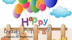  Presentation with happy birthday - Theme having team horses - pulled by a horse is background and a light gray colored foreground