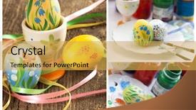  Presentation with eggs egg carton egg box - Cool new slide deck with drawing flower butterfly - painting easter eggs backdrop and a yellow colored foreground