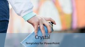  Presentation with spray - PPT theme with drawing graffiti with spray paint background and a light blue colored foreground
