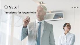  Presentation with forecasting - Theme consisting of drawing graph on the glass background and a light gray colored foreground