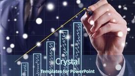  Presentation with touch screen virtual reality - PPT theme with businessman drawing graph on virtual background and a ocean colored foreground