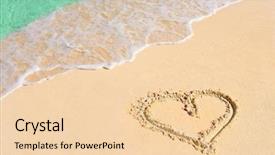  Presentation with love heart - PPT layouts enhanced with abstract background arrows waves - drawing heart on beach background and a lemonade colored foreground