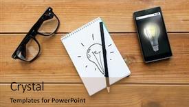  Presentation with education through technology - Presentation theme enhanced with drawing in notepad with pencil background and a coral colored foreground