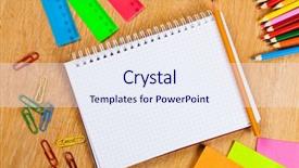  Presentation with mold - Slide set with drawing mold - colored pencils and notepad background and a sky blue colored foreground