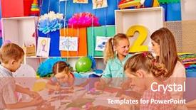  Presentation with kids beauty pageant - Audience pleasing PPT theme consisting of drawing mold - lasrge group beauty kids sculpt backdrop and a  colored foreground