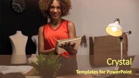  Presentation with mold - PPT theme with drawing mold - young fashion designer working background and a  colored foreground