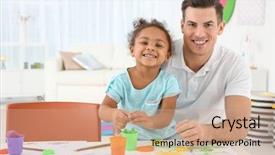  Presentation with child adoption - Amazing presentation theme having drawing mold - young man and little african-american backdrop and a coral colored foreground