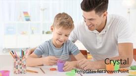  Presentation with child adoption - Presentation theme with drawing mold - young man and little boy background and a coral colored foreground