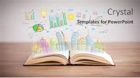  Presentation with business-book - Presentation theme with drawing-of-a-colorful-business and a light gray colored foreground