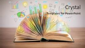  Presentation with business book - Cool new slides with drawing of a colorful business scheme on an opened book backdrop and a soft green colored foreground