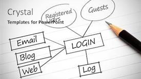  Presentation with login - Slide deck having drawing of a plan showing login terms on a notepad background and a white colored foreground