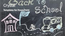  Presentation with back school - Beautiful presentation theme featuring drawing of back to school backdrop and a gray colored foreground