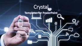  Presentation with mobile computing - PPT theme with drawing on screen cloud computing background and a navy blue colored foreground