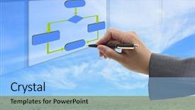  Presentation with asian nurse helps a man - PPT theme enhanced with drawing online empty flow chart background and a light blue colored foreground