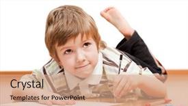  Presentation with letter - Theme featuring drawing painting or writing letter background and a coral colored foreground