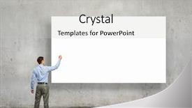  Presentation with businessman standing on mountain top - Cool new PPT theme with research poster - image of businessman standing backdrop and a light gray colored foreground