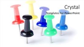  Presentation with multi - Slide set with closeup of multi-colored paper clips on white background and a white colored foreground