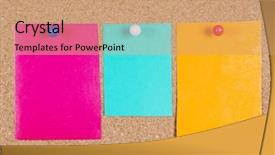  Presentation with corkboard - Presentation theme enhanced with collection of various note papers on corkboard background and a coral colored foreground