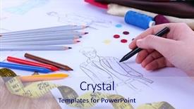  Presentation with design fashion - Theme with fashion designer close up background and a sky blue colored foreground