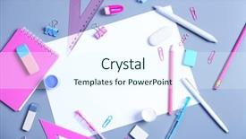  Presentation with study - Beautiful theme featuring stationery on grey table backdrop and a cool aqua colored foreground