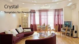  Presentation with room - Audience pleasing theme consisting of drawing-room in modern style backdrop and a soft green colored foreground