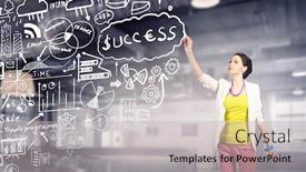  Presentation with ideas - PPT theme consisting of drawing some business ideas mixed media background and a light gray colored foreground